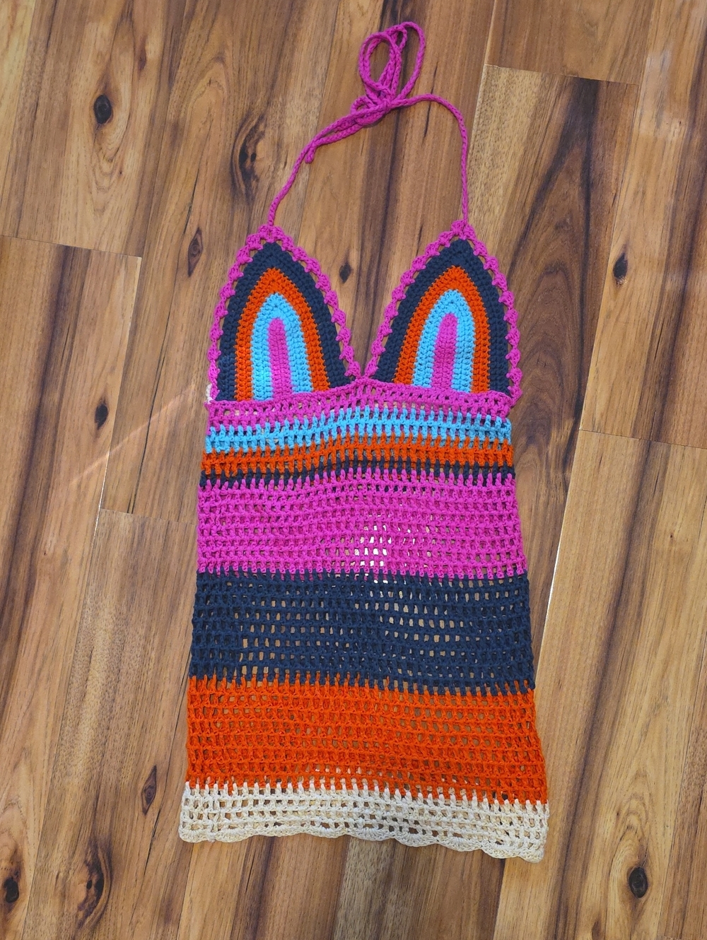 Crochet Swim Cover-up- Pink Multi
